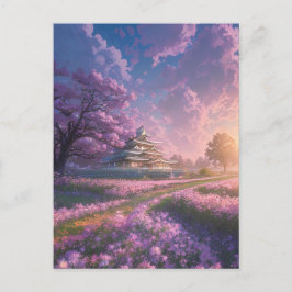 Postal Campo rosa brillante, Villa japonesa