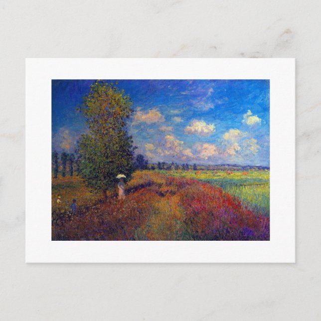 Postal Campos de adormidera de arte veraniego por Monet (Anverso)