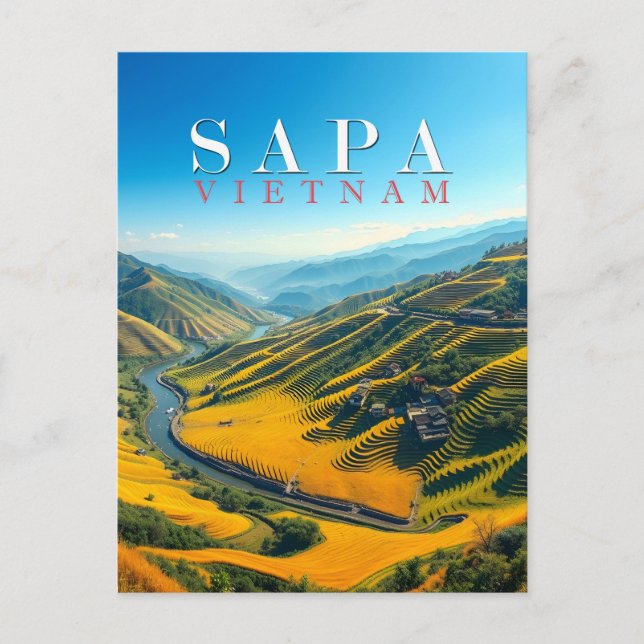 Postal Campos de arroz en Sapa, Vietnam (Anverso)