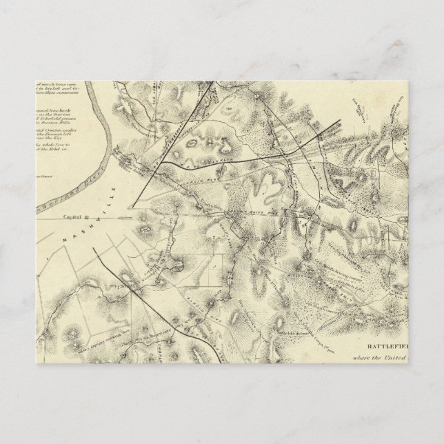 Postal Campos de batalla frente a Nashville (Anverso)