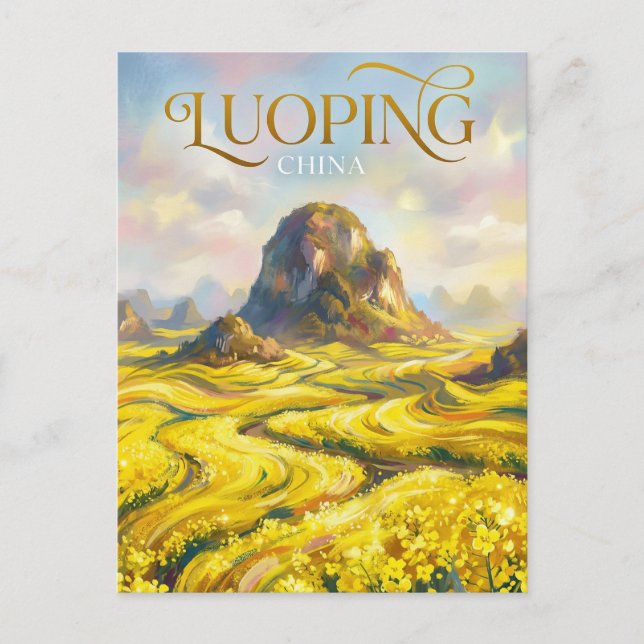 Postal Campos de canola de Luoping China (Anverso)
