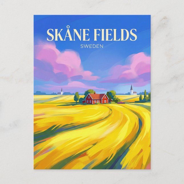 Postal CAMPOS DE COLZA DE SKANE Suecia (Anverso)