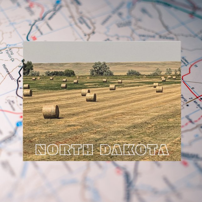 Postal Campos de Dakota del Norte: Viajes de Hay Bales (In Situ Map)