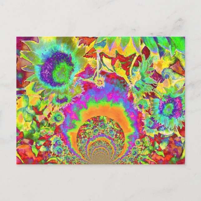 Postal Campos de girasol para siempre - naranja (Anverso)