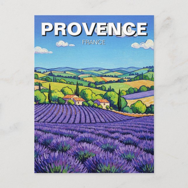 Postal Campos de Lavanda de Provenza Francia Viajes (Anverso)