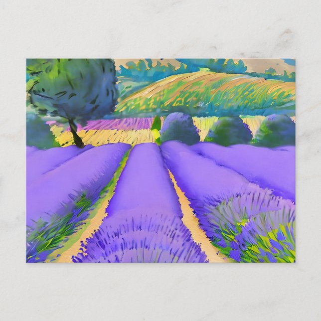 Postal Campos de lavanda natural (Anverso)