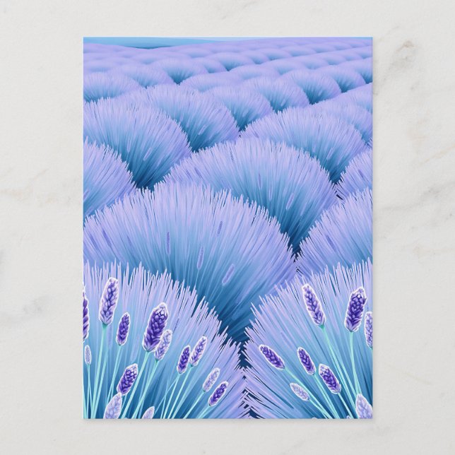 Postal Campos de lavanda soñadores estética púrpura azul  (Anverso)