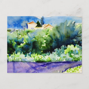 Postal Campos de Lavender paisajístico