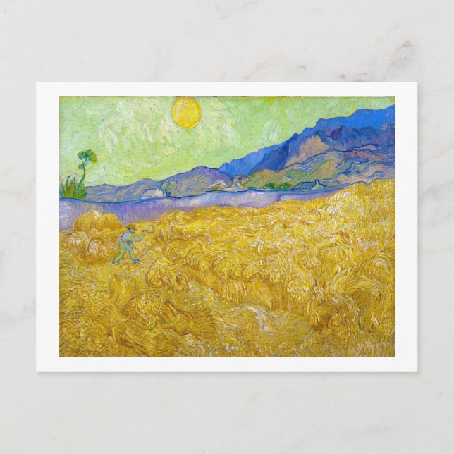 Postal Campos de trigo con pañal en Sunrise Van Gogh (Anverso)