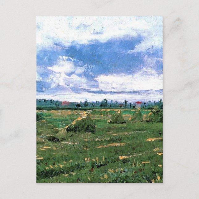 Postal Campos de trigo con pilas, Vincent van Gogh (Anverso)