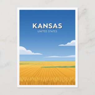 Postal Campos de Trigo de Kansas Salina