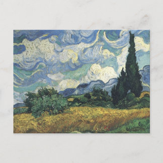 Postal Campos de trigo de Vincent van Gogh con cipreses