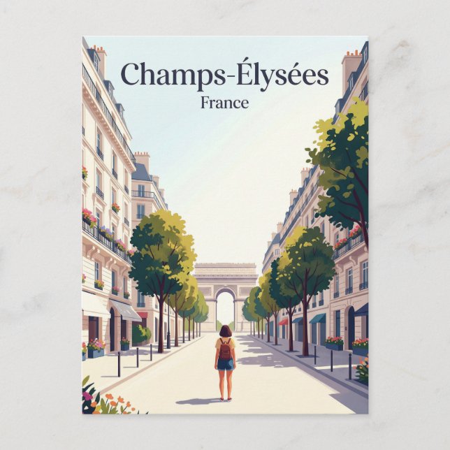 Postal Campos Elíseos Francia (Anverso)