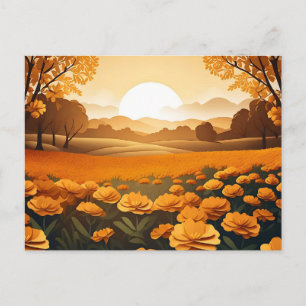 Postal Campos Marigold Vivos Con Luz Solar