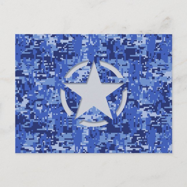 Postal Camuflaje azul de la marina retro de Star Stencil (Anverso)