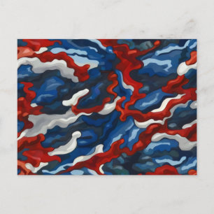 Postal camuflaje azul rojo