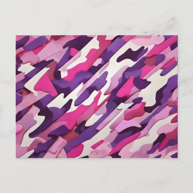 Postal camuflaje blanco rosa morado brillante (Anverso)
