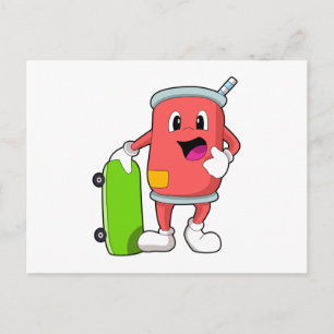 Postal Can como patinador con monopatín