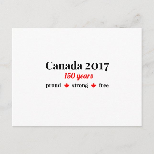 Postal Canadá 150 en 2017 Orgulloso y libre (Anverso)