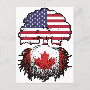 Postal Canadá Canadá American USA Tree Roots Flag Bandera