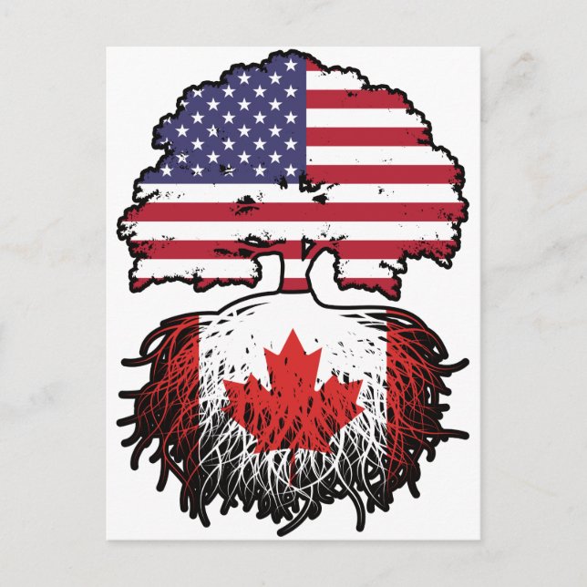 Postal Canadá Canadá American USA Tree Roots Flag Bandera (Anverso)
