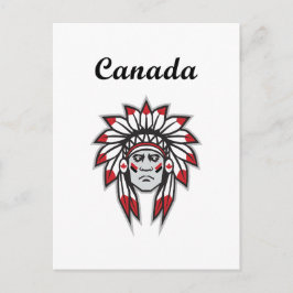 Postal Canadá Colorido nativo americano jefe indio