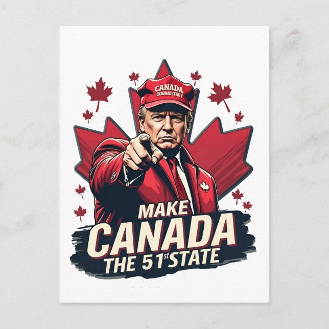 Postal Canadá: el 51° Estado Trump Canadá (Anverso)
