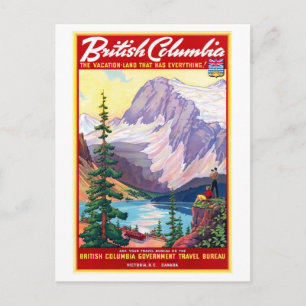 Postal Canadá: Reponen afiche vintage de Columbia Británi