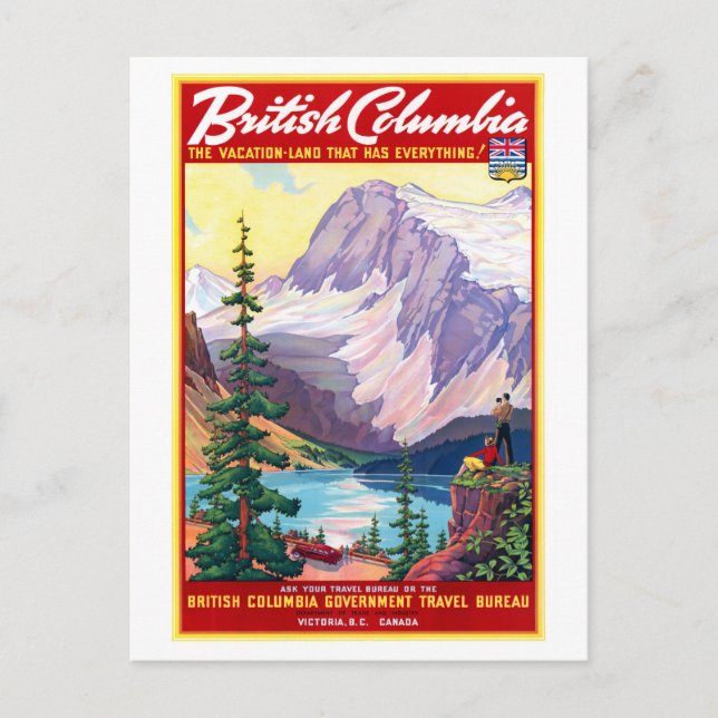 Postal Canadá: Reponen afiche vintage de Columbia Británi (Anverso)