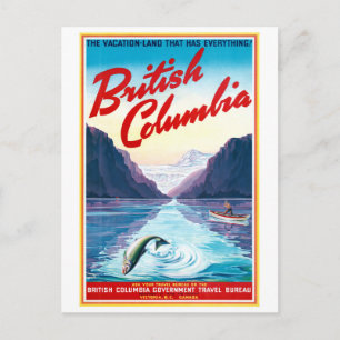 Postal Canadá: Reponen afiche vintage de Columbia Británi
