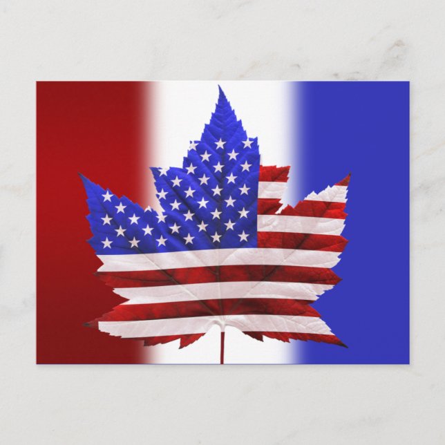 Postal canadiense con bandera estadounidense posta (Anverso)