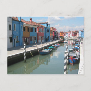 Postal Canal colorido en Burano, Italia