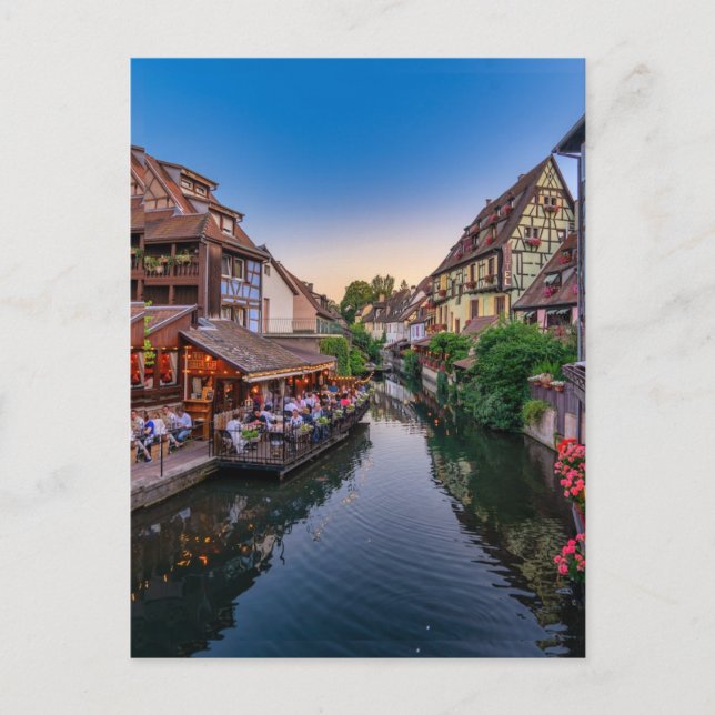 Postal Canal de agua de flores de Alsacia Francia (Anverso)