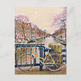 Postal Canal de Amsterdam y bicicleta