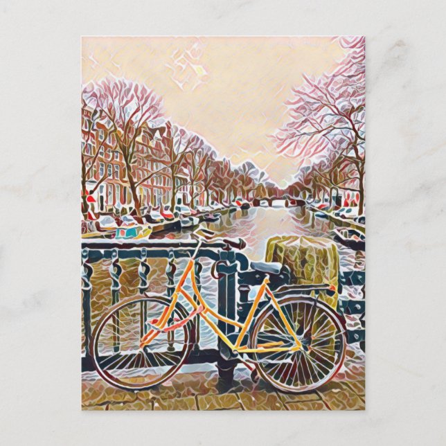 Postal Canal de Amsterdam y bicicleta (Anverso)