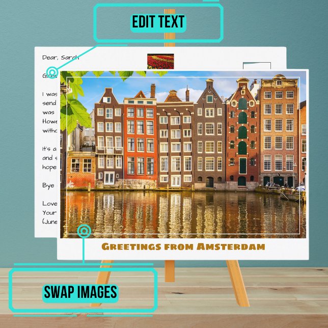 Postal Canal de Amsterdam y casas tradicionales (Please enjoy our postcard)