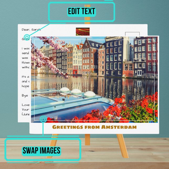 Postal Canal de Amsterdam y Houseboat (Please enjoy our postcard)