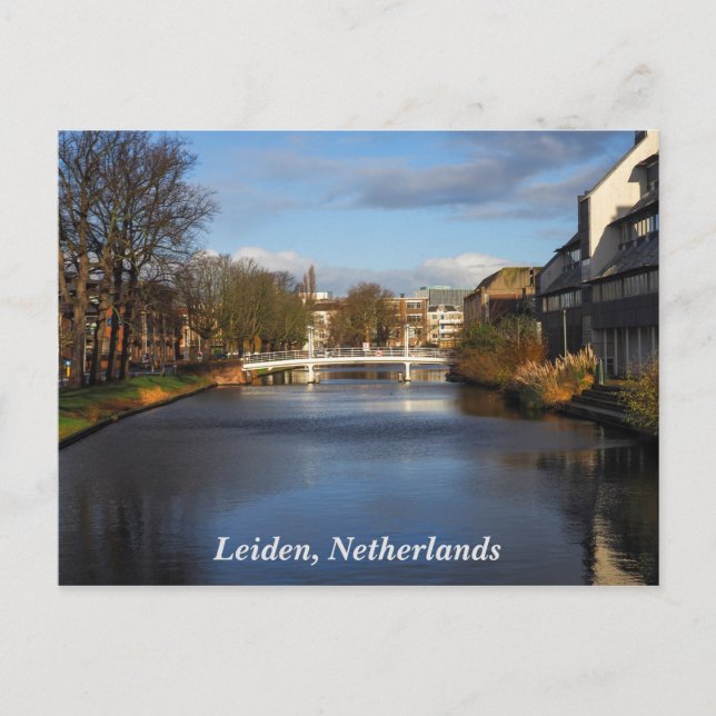 Postal Canal de Leiden, Países Bajos, Postcard (Anverso)