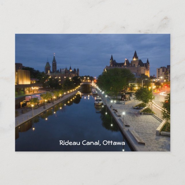 Postal Canal de Rideau e impulsión de Sussex en la noche (Anverso)