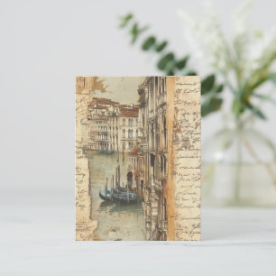 Postal Canal de Venecia de época con escritura a mano
