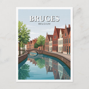 Postal Canal Dijver Brujas Bélgica Recuerdo