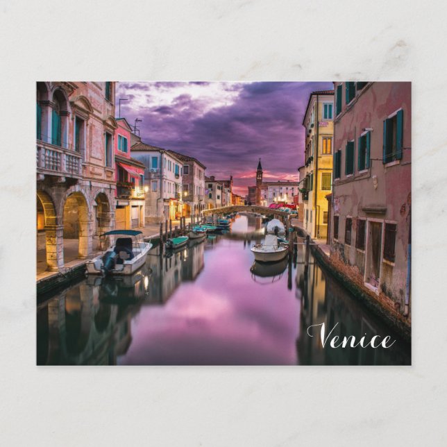 Postal Canal italiano de Venecia Italia al atardecer Foto (Anverso)