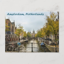 Postal Canales de Ámsterdam en la segunda mitad del otoño