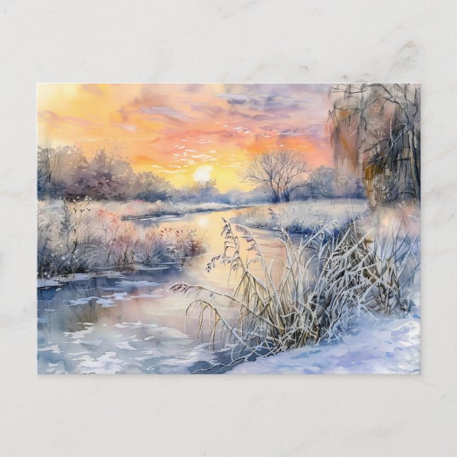 Postal Canales de nieve de la acuarela Havel Havelland (Anverso)