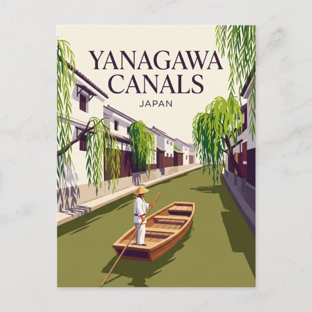 Postal Canales de Yanagawa Japón (Anverso)