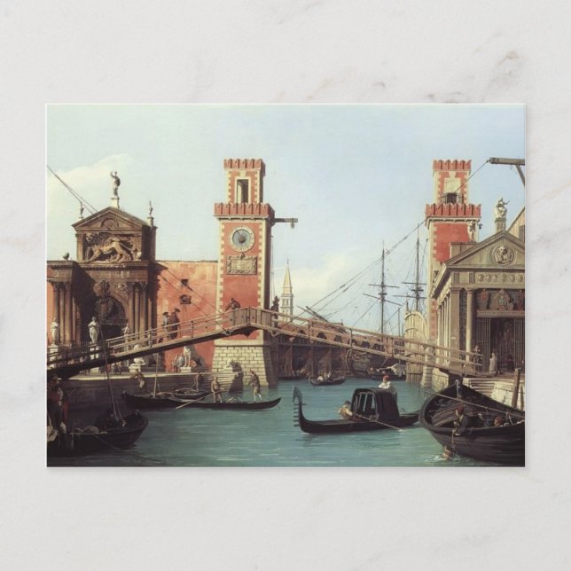 Postal Canaletto- Vista de la entrada al Arsenal (Anverso)