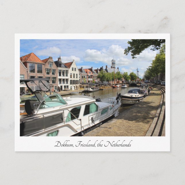 Postal Canalside View, Dokkum, Países Bajos (Anverso)
