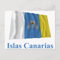 Canarias ondeando bandera con nombre en español