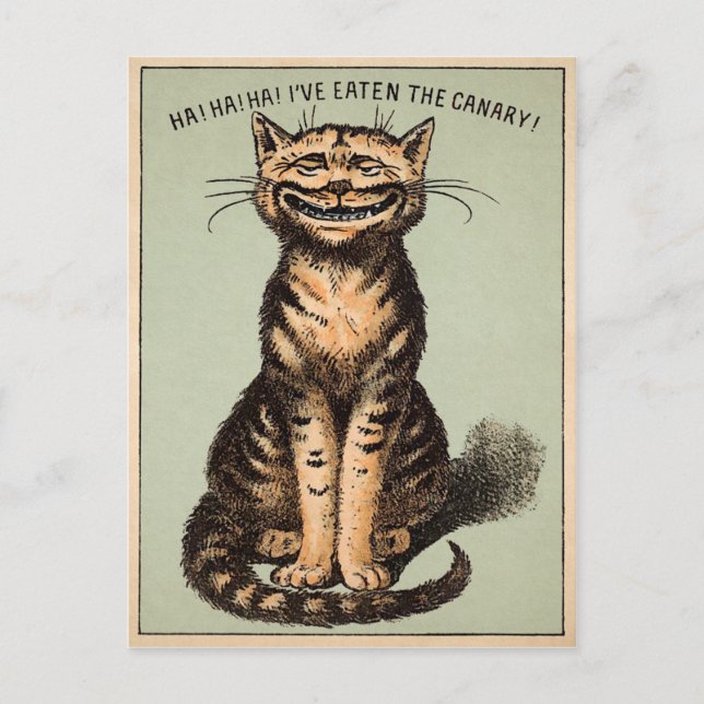 Postal Canario de gato vintage (Anverso)