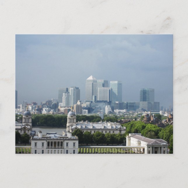 Postal Canary Wharf view desde Greenwich Postcard (Anverso)